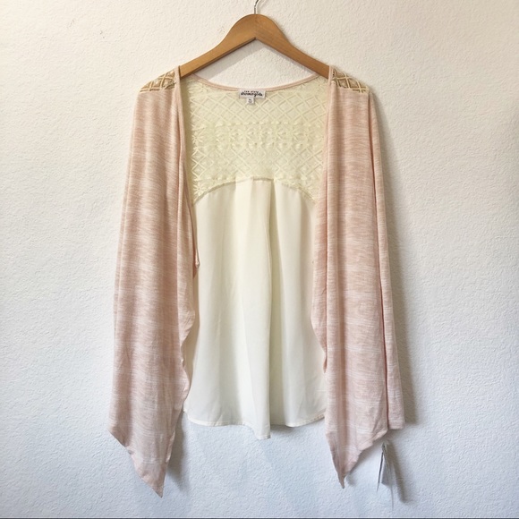 NWT ten sixty Sherman girls pink/white cardigan - Picture 1 of 5